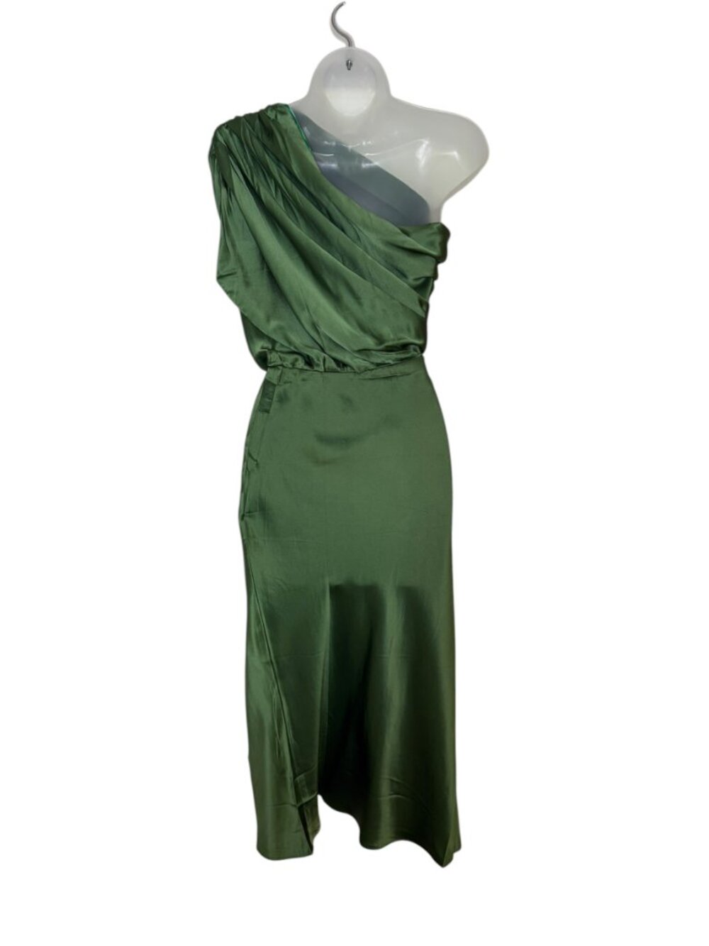 Amanda Uprichard Dupree Silk Dress Green One Shoulder NWT Small - Picture 5 of 7